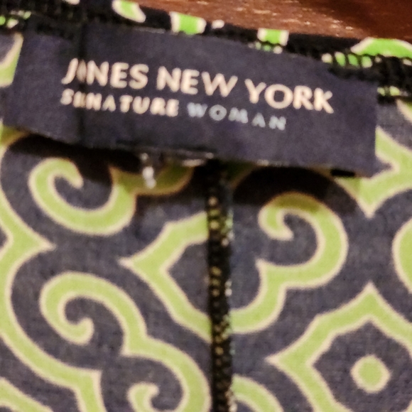 JONES NEW YORK Dress Faux Wrap 2X Green Blue Stretch Retro Holiday Party Dress - Picture 5 of 8